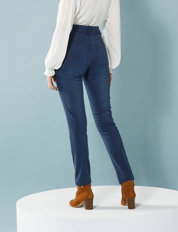 Pantalon droit à découpes, Spécial Petites (bleu grisé)