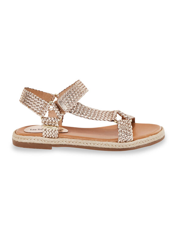 Platte sandalen in gevlochten leer Hipsto (goudkleurig)