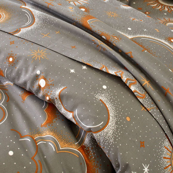 Linge de lit Helios en coton imprimé (gris)