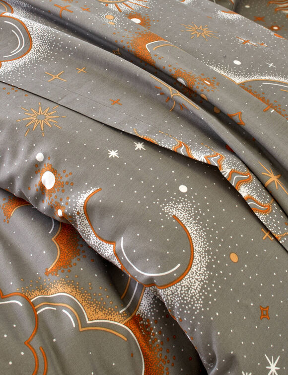 Linge de lit Helios en coton imprimé (gris)