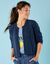 Paletotvest in fantasietricot, Kleine Lengtes (indigo)