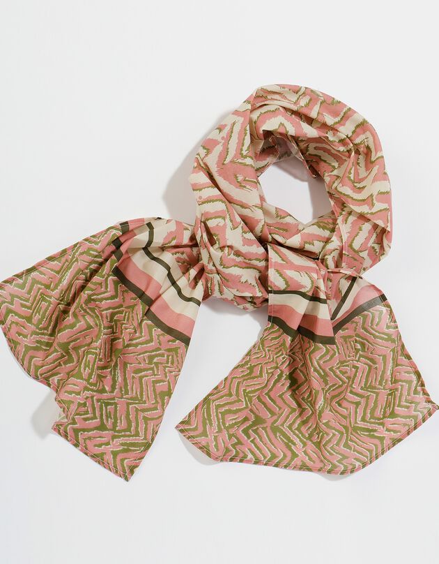 Foulard met kasjmierprint, 198 x 38 cm - katoen (kaki)