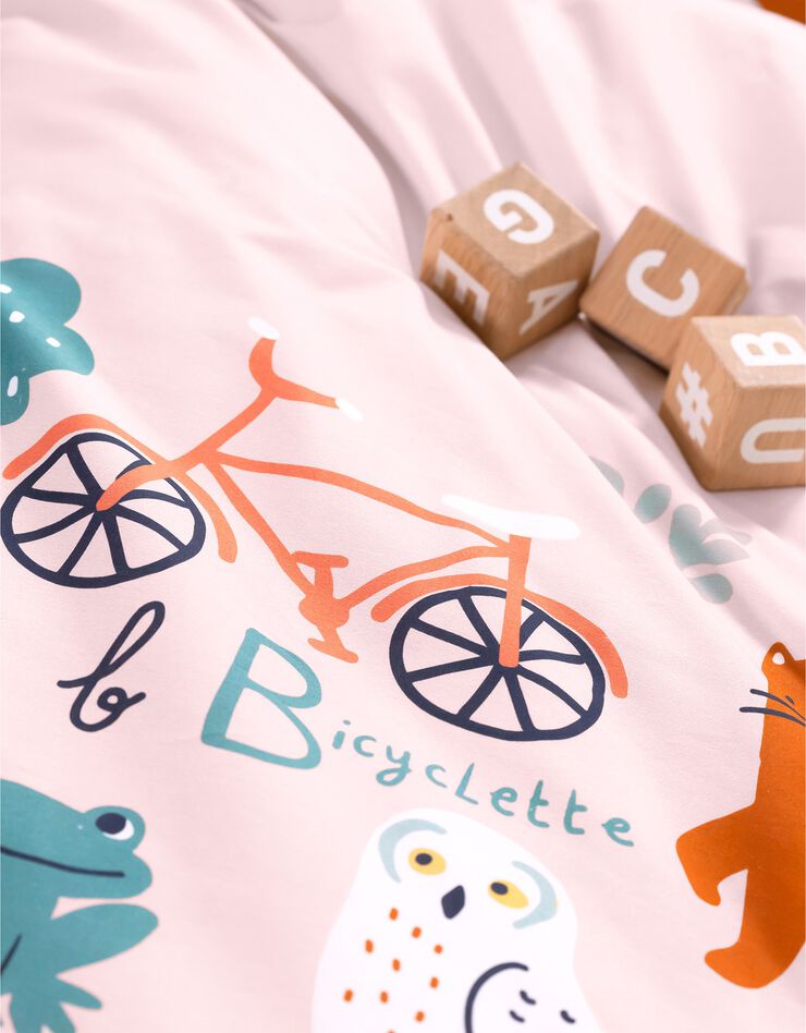 Bedlinnen voor kinderen met 'Alfabet' motieven, in katoen (roze)