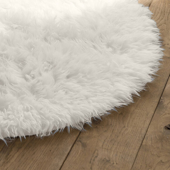 Tapis rond poils longs (naturel)