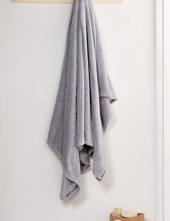 Plaid polaire nid d'abeille (gris perle)