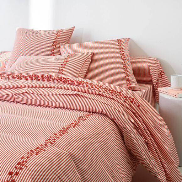 Linge de lit Faustine en coton imprim&eacute; (potiron)