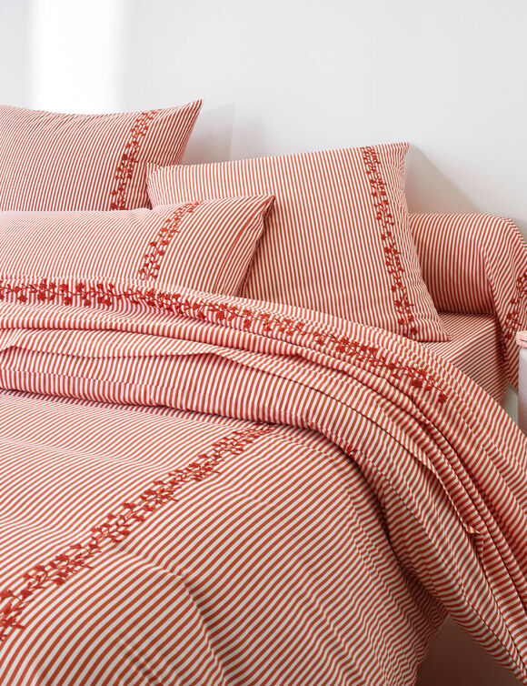 Linge de lit Faustine en coton imprim&eacute; (potiron)