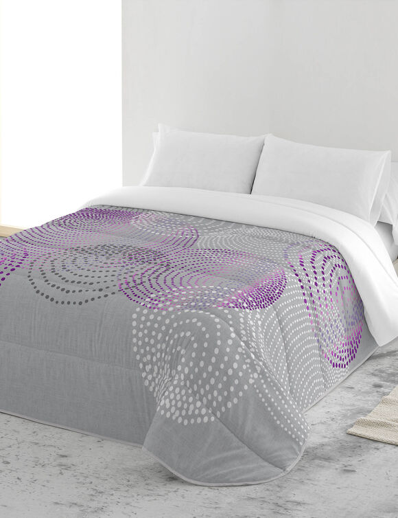 Dekbed in microvezel met grafische cirkelprint, 200 g/m2 (grijs / parma)