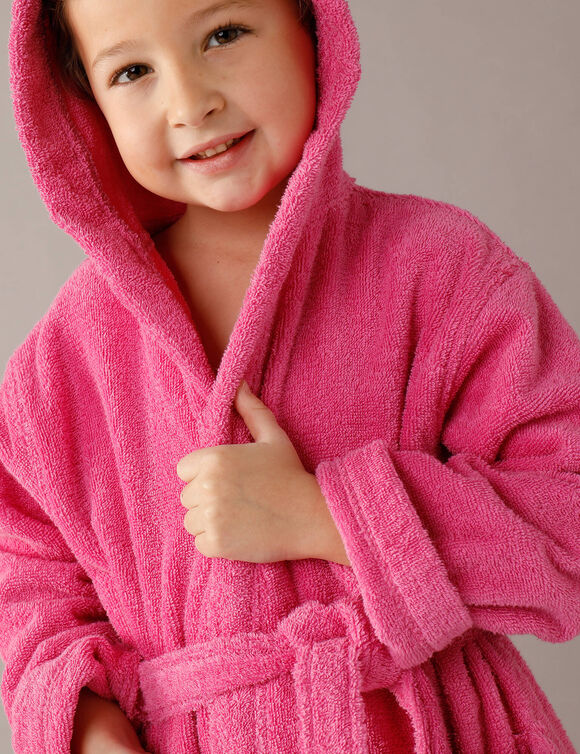 Peignoir enfant éponge bouclette à capuche (fuchsia)