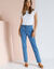 Broek met 'platte buik'-effect in rekbaar katoen (bleached)