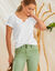 T-shirt col tunisien uni, coton (blanc)