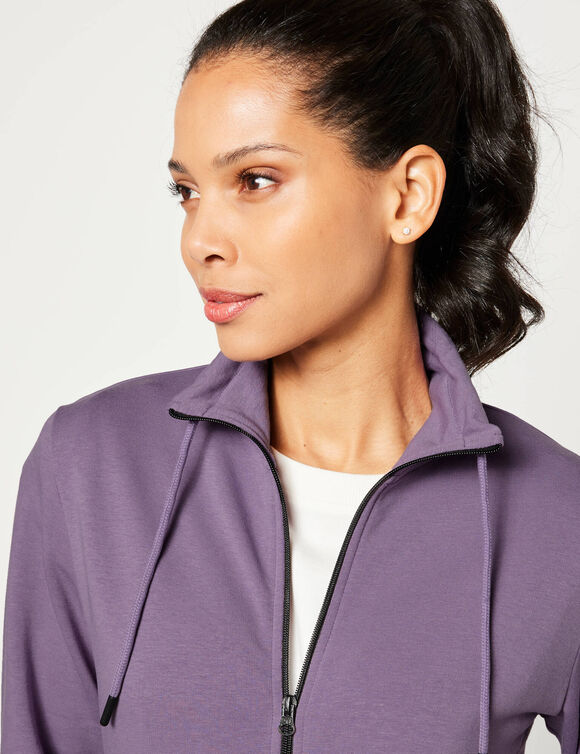 Sweat zippé, col montant (mauve)