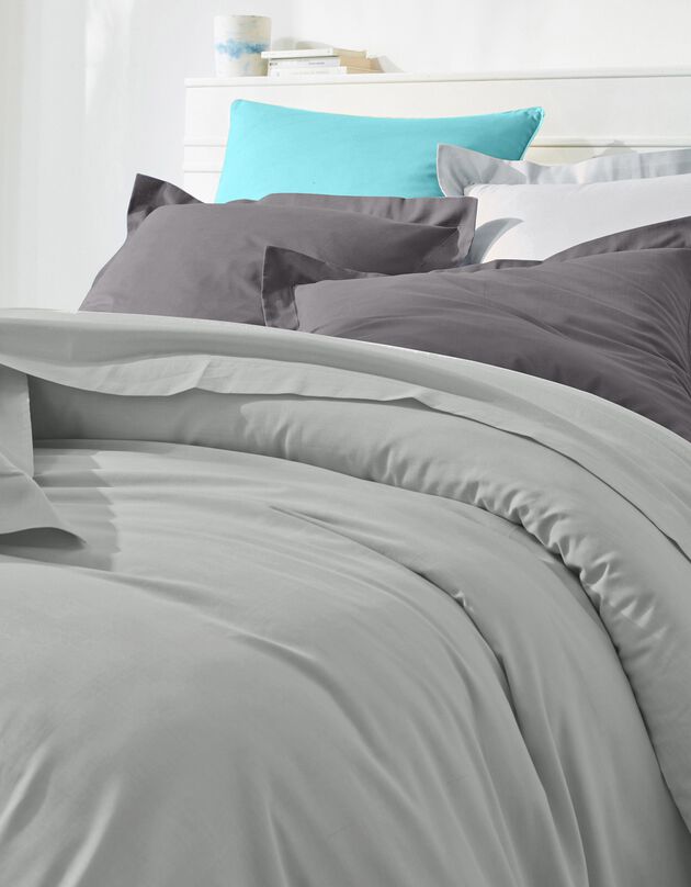 Linge de lit uni polyester-coton Colombine (gris perle)