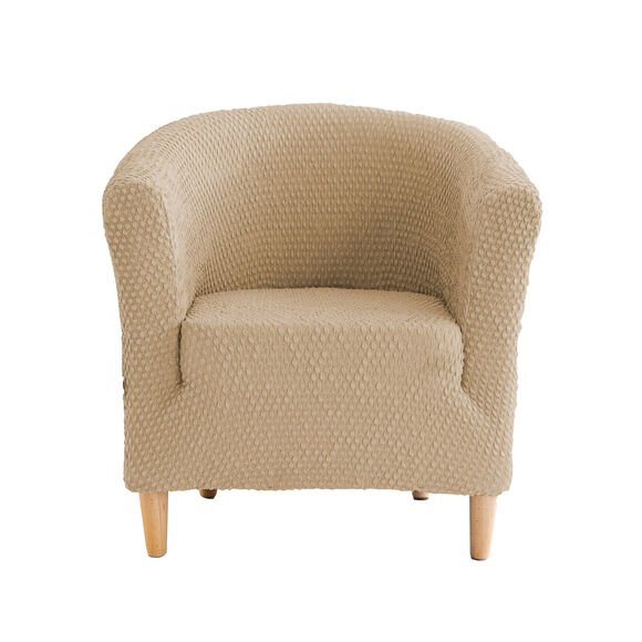 Housse gaufrée bi-extensible fauteuil cabriolet (taupe)
