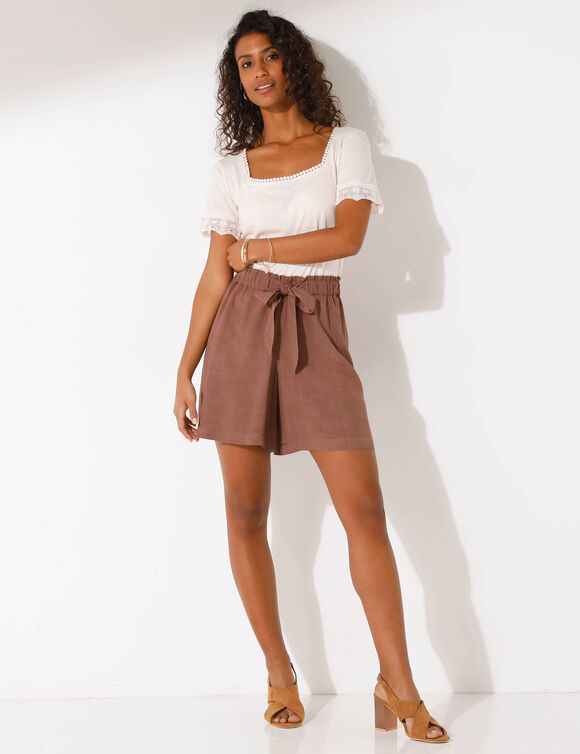 Short noué viscose fluide, uni  (taupe)