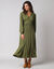 Robe longue col V manches bouffantes, en cr&eacute;pon (groen)