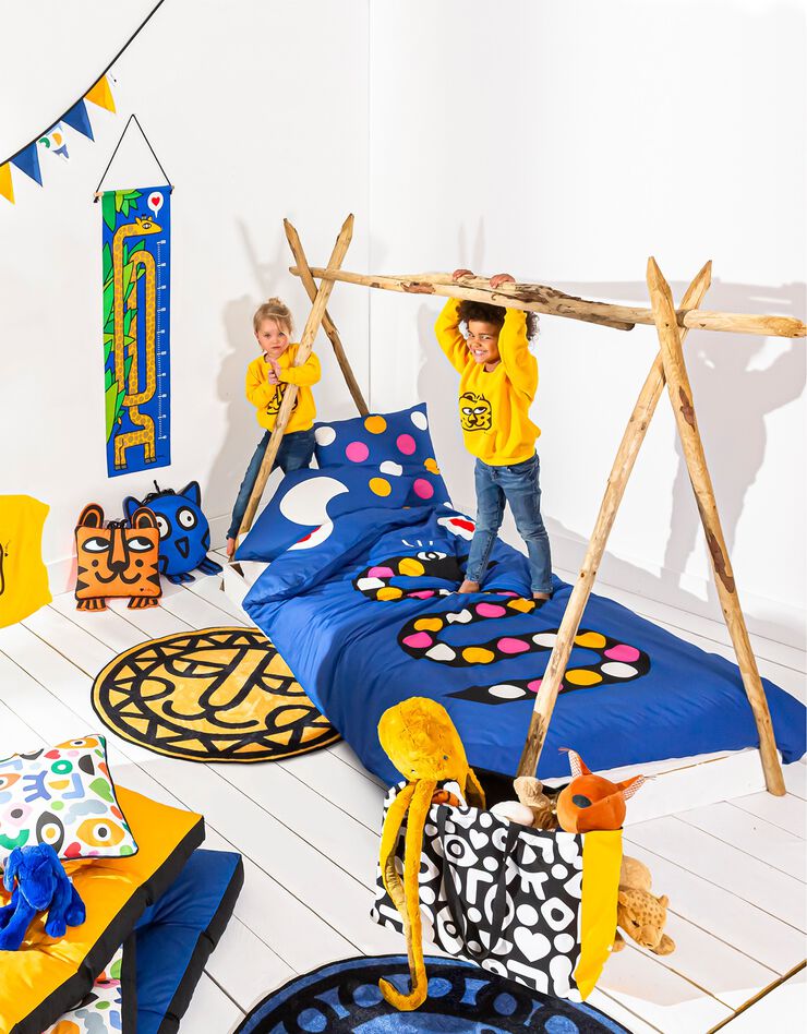 Linge de lit Serpent 1 personne en coton, collection enfant LEM (bleu)