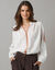 Blouse oversize en coton, détails brodés (écru)