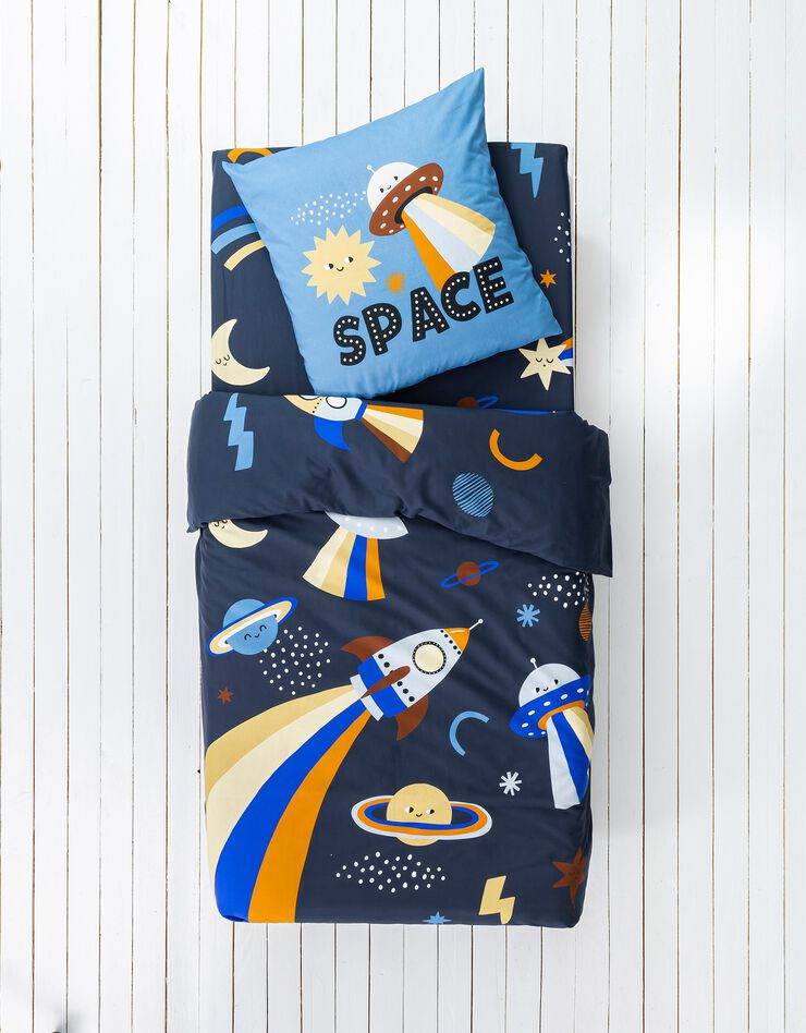 Linge de lit enfant Galaxy imprimé chat 1 personne - coton (marine)