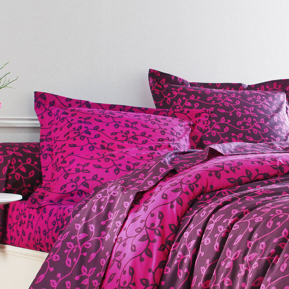 Linge de lit Héritage flanelle à motifs volutes (fuchsia / prune)