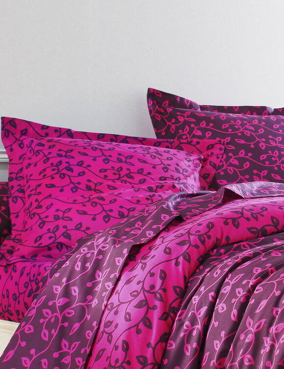 Linge de lit Héritage flanelle à motifs volutes (fuchsia / prune)