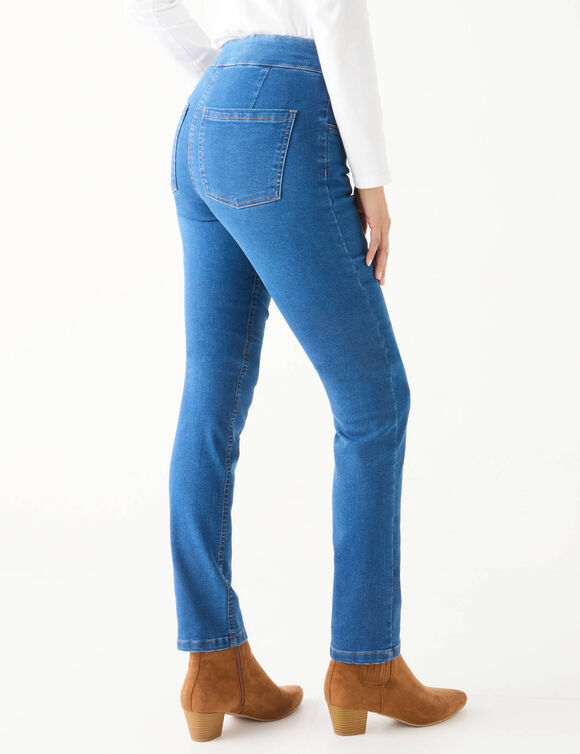 Jegging droit ultra stretch, maille effet jean (stone)