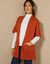 Lang vest met mohairtouch, korte mouwen (terracotta)