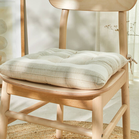 Galette de chaise carrée rayée - lot de 2 (sable)