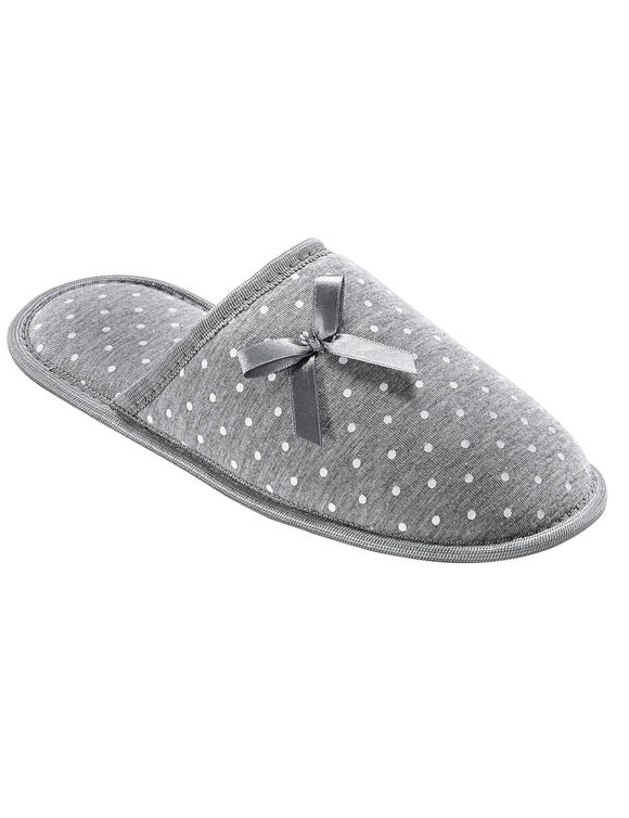 Mules plates à pois (gris clair)
