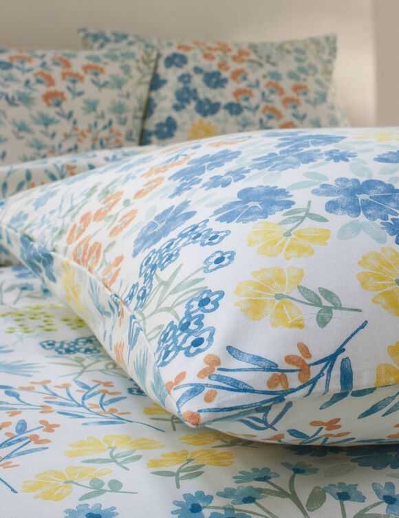 Linge de lit Garance en coton imprimé (bleu)