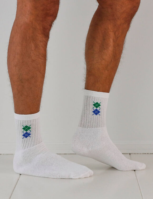 Mi-chaussettes motifs sport - lot de 10 paires (blanc)