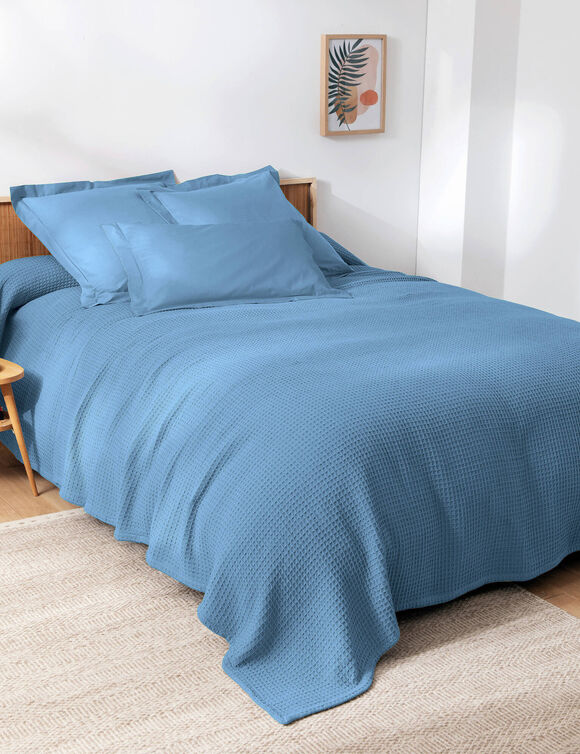 Couverture climatisante nid d'abeille 350 g/m² (bleu jean)