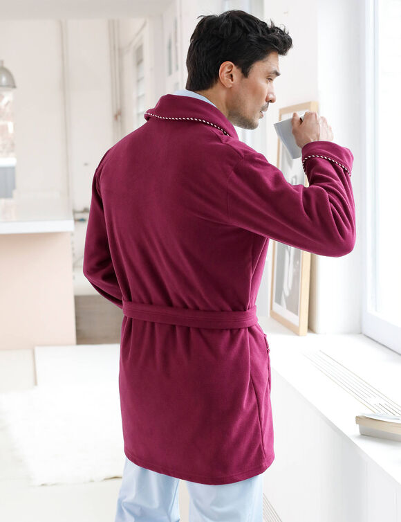 Robe de chambre courte maille polaire (bordeaux)