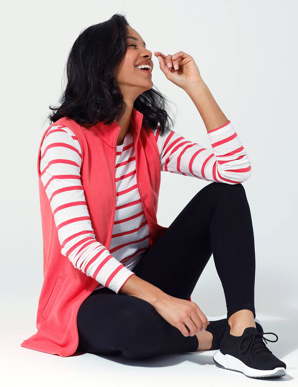 Veste polaire zippée sans manches (corail foncé)