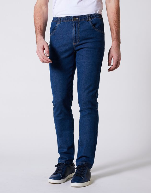 Jeans met elastische taille - binnenpijpl. 72 cm (stone)
