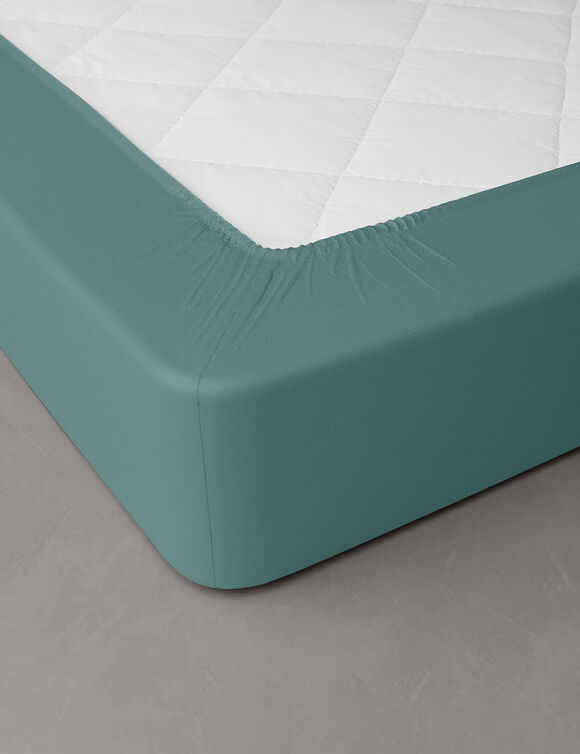 Effen hoeslaken in katoenbatist, hoeken van 40 cm (eucalyptus)