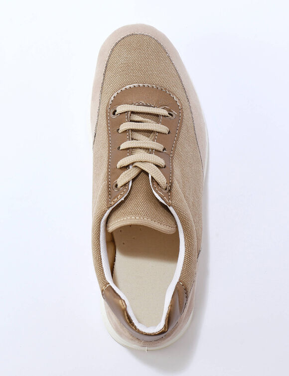 Baskets lac&eacute;es sp&eacute;cial pieds sensibles, en tissu souple (beige)