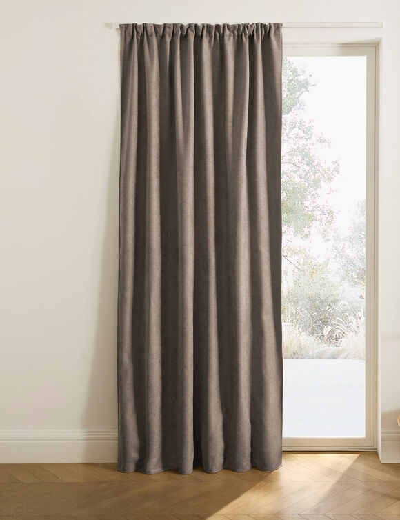 Rideau occultant et isolant finition galon fronceur (taupe)