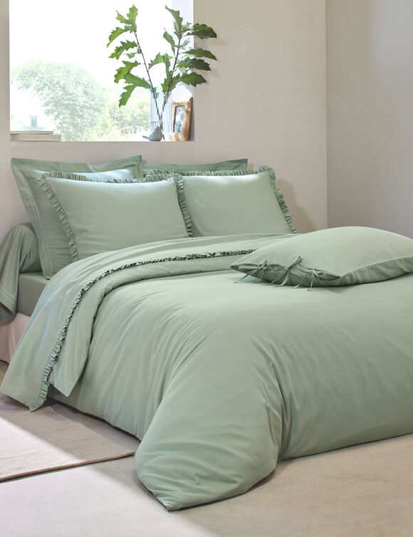 Linge de lit uni - percale de coton 72 fils/cm&sup2; (vert amande)