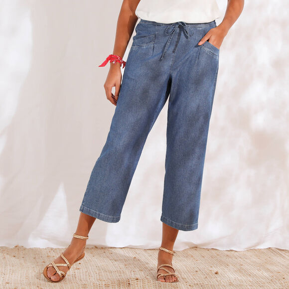 Pantacourt large en denim (bleached)