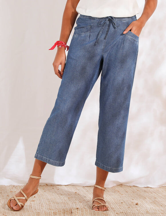 Pantacourt large en denim (bleached)