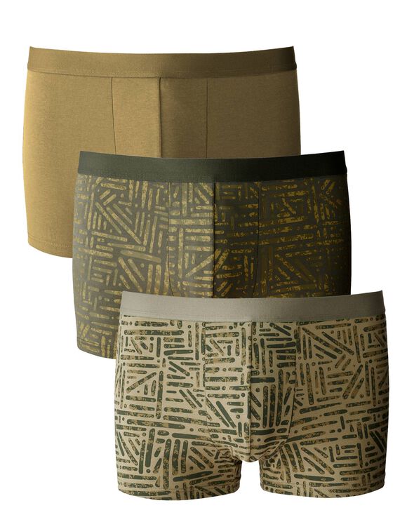 Boxer imprimés et uni - lot de 3 (kaki)