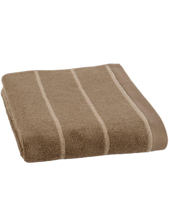 Serviette éponge coton rayée 500 g/m² (taupe / blanc)