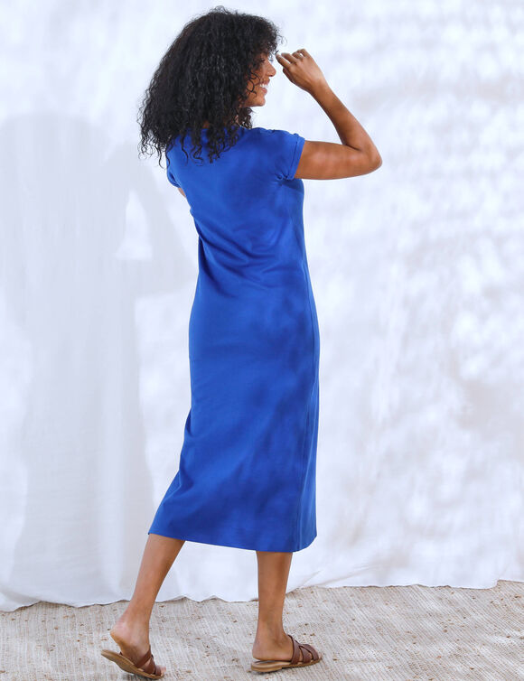 Robe longue maille t-shirt unie (bleu)
