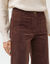 Pantalon velours coupe large taille haute, stature moyenne (chocolat)