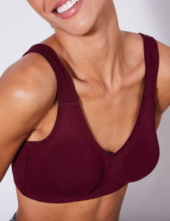 Soutien-gorge forme brassière spécial sport après opération du sein - sans armatures (aubergine)
