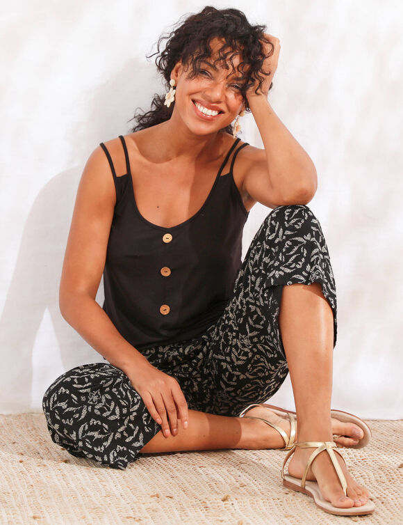 D&eacute;bardeur maille unie, liens &eacute;paules (noir)