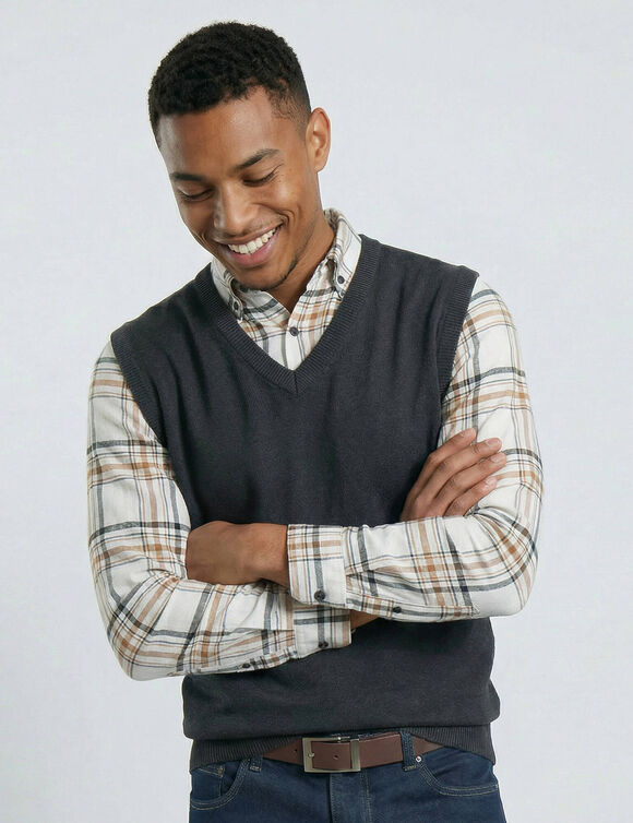 D&eacute;bardeur col V (anthracite)