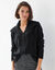 Gilet boutonn&eacute; col vareuse, en maille (noir)