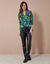 Tuniek met knoopkraag en bloemenprint (turkoois / groen)